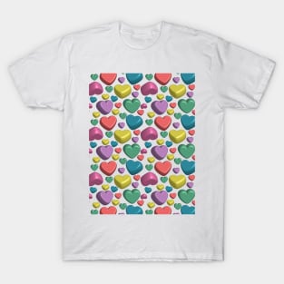 Colorful Hearts Pattern T-Shirt